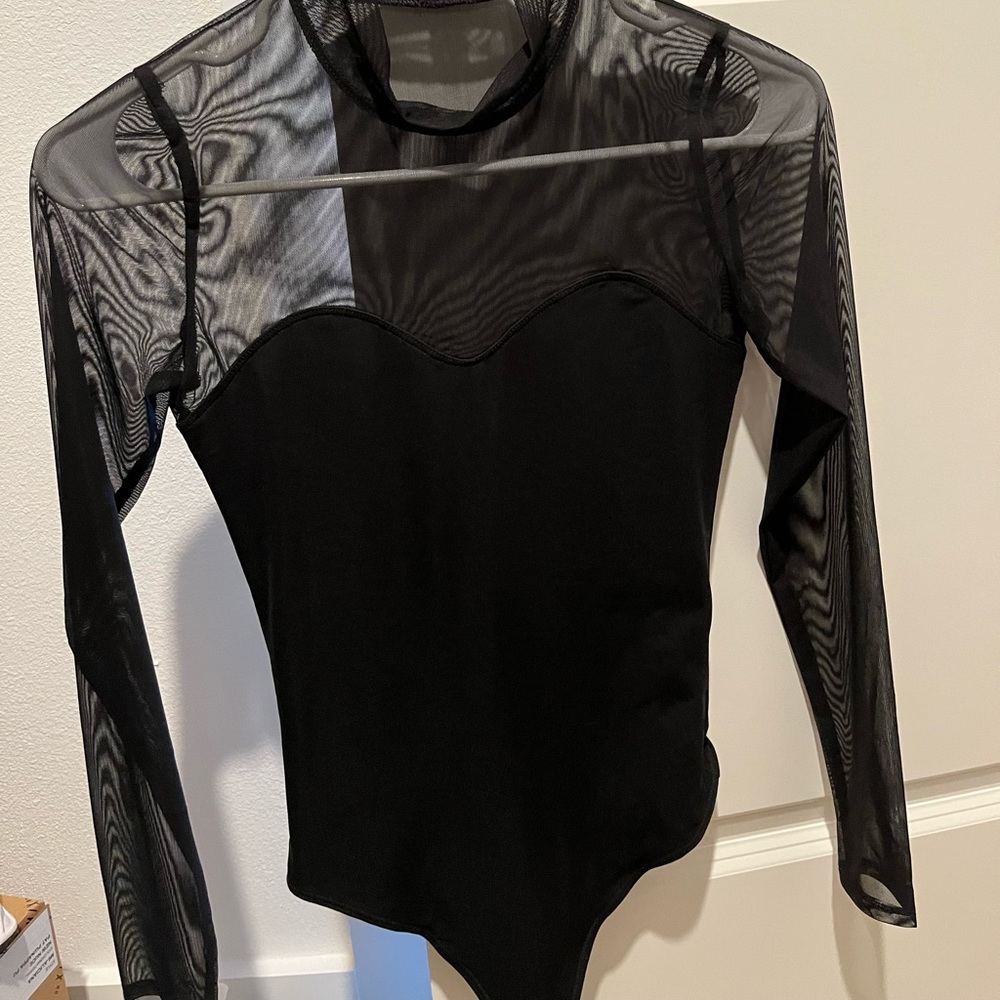 Abercrombie & Fitch Black mesh bodysuit